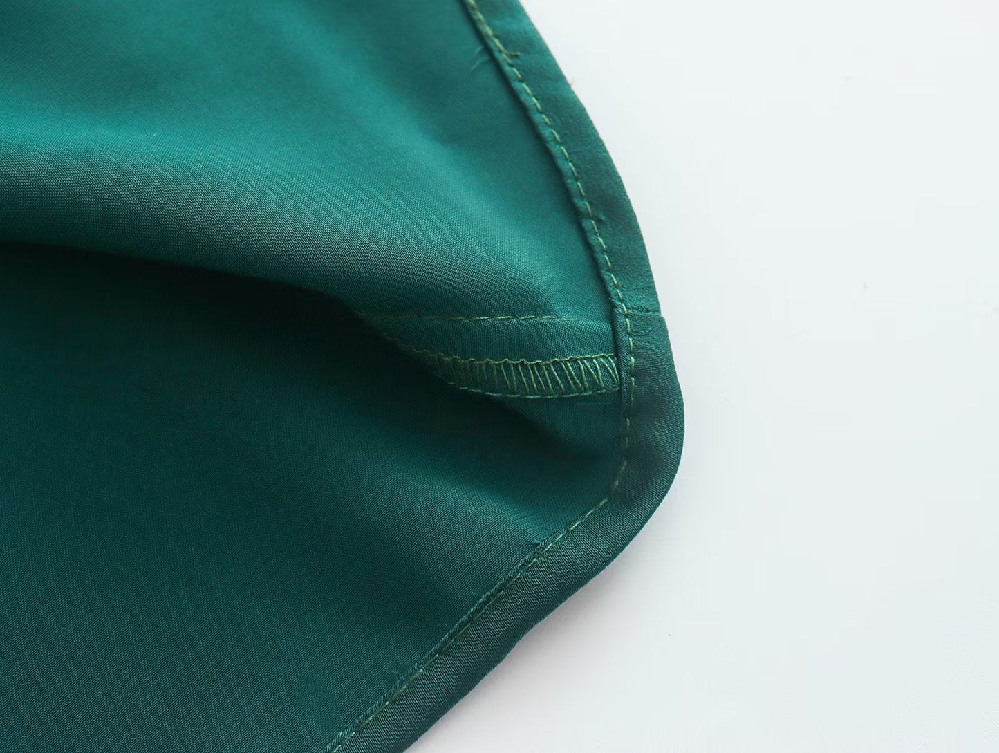 2023 New Spring Women With Blet Green Satin Shirt Dress Long Sleeve Female Midi Vestidos