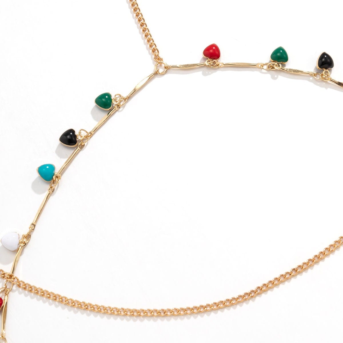 Bohemian Layered Colorful Enamel Heart Tassel Elastic Thigh Leg Chain