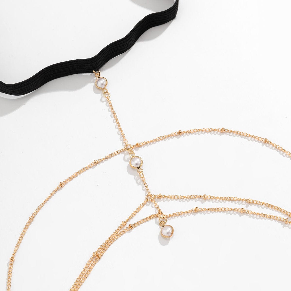 Bohemian Layered Pearl Charm Elastic Saturn Thigh Leg Chain