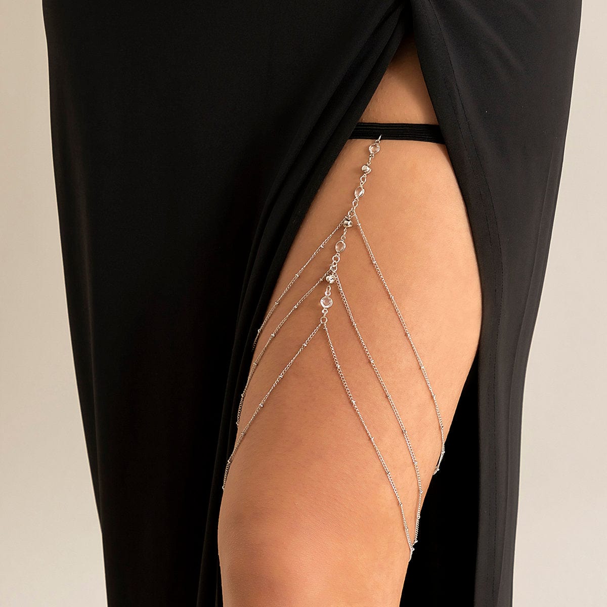 Bohemian Layered Rhinestone Inlaid Elastic Saturn Thigh Leg Chain