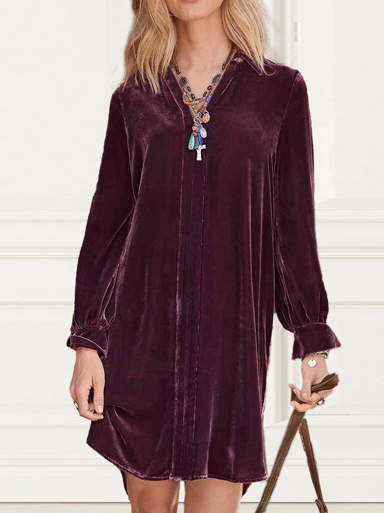 Women's Stitching Gold Velvet Dress