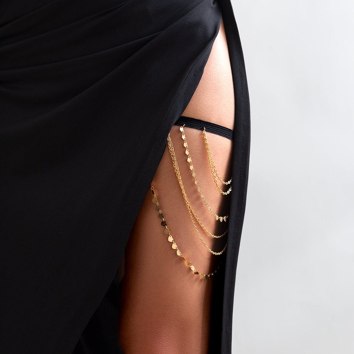 Bohemian Layered Heart Sequins Elastic Thigh Leg Chain