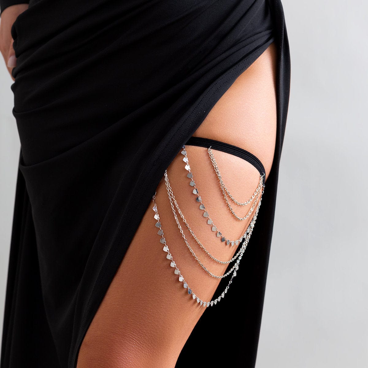 Bohemian Layered Heart Sequins Elastic Thigh Leg Chain