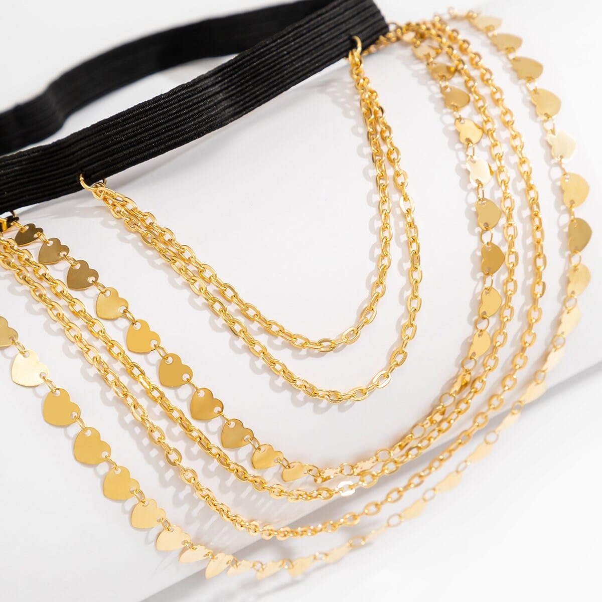 Bohemian Layered Heart Sequins Elastic Thigh Leg Chain