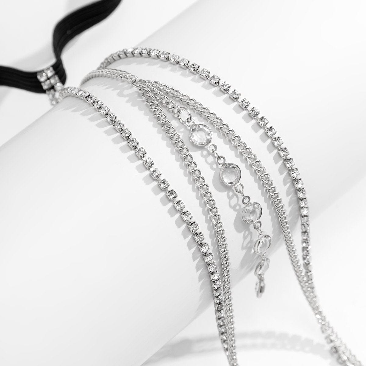 Bohemian Layered Rhinestone Inlaid Elastic Thigh Leg Chain