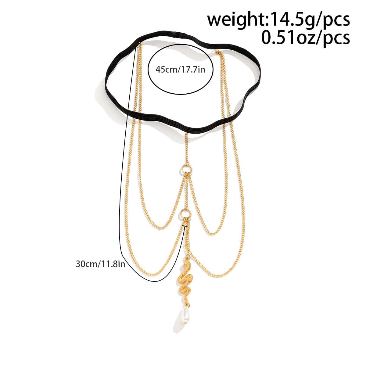 Bohemian Layered Snake Pearl Charm Elastic Thigh Leg Chain