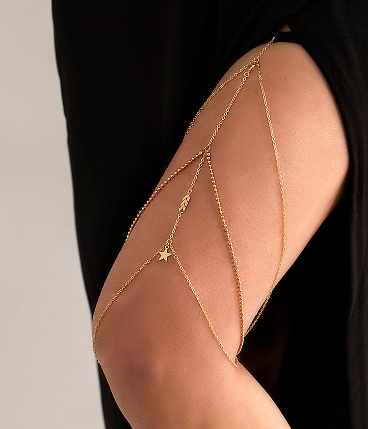 Bohemian Layered Star Charm Elastic Thigh Leg Chain