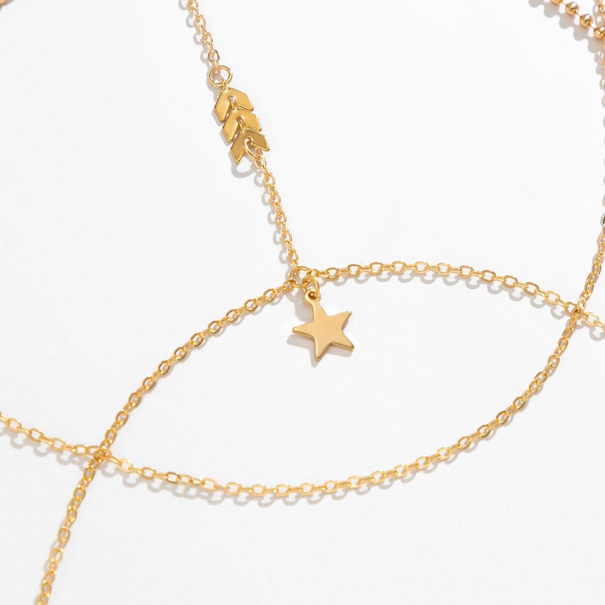 Bohemian Layered Star Charm Elastic Thigh Leg Chain