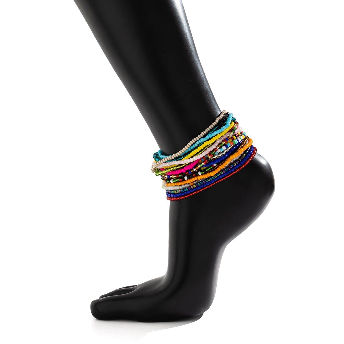 Boho 20 Pieces Colorful Seed Beaded Anklet Set