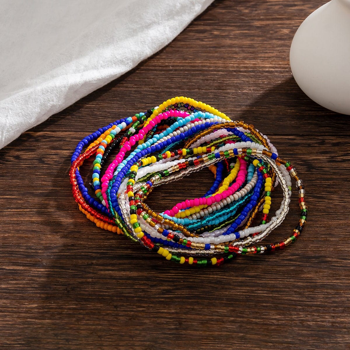 Boho 20 Pieces Colorful Seed Beaded Anklet Set